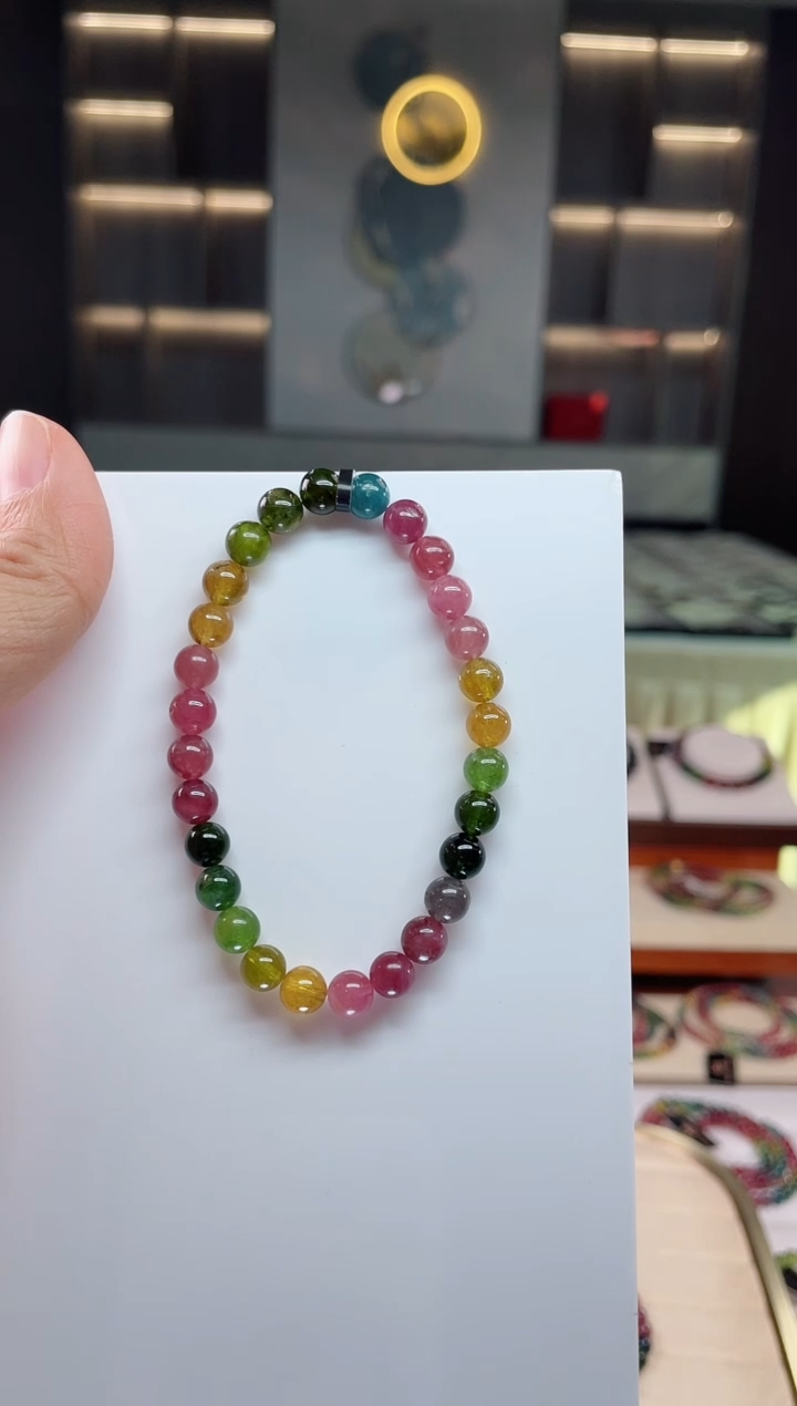 未镶嵌老矿碧玺单圈手串6mm+碧玺（多样性发一条）Q