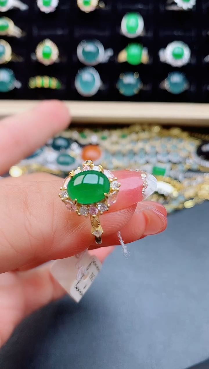 【闪购商品】翡翠戒指银S925镶嵌08050