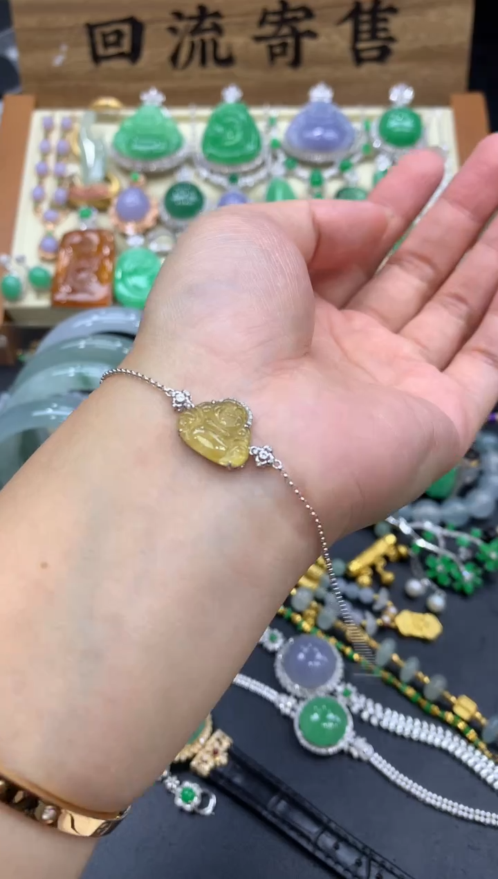【闪购商品】翡翠手链18K金镶嵌111-中国好珍宝