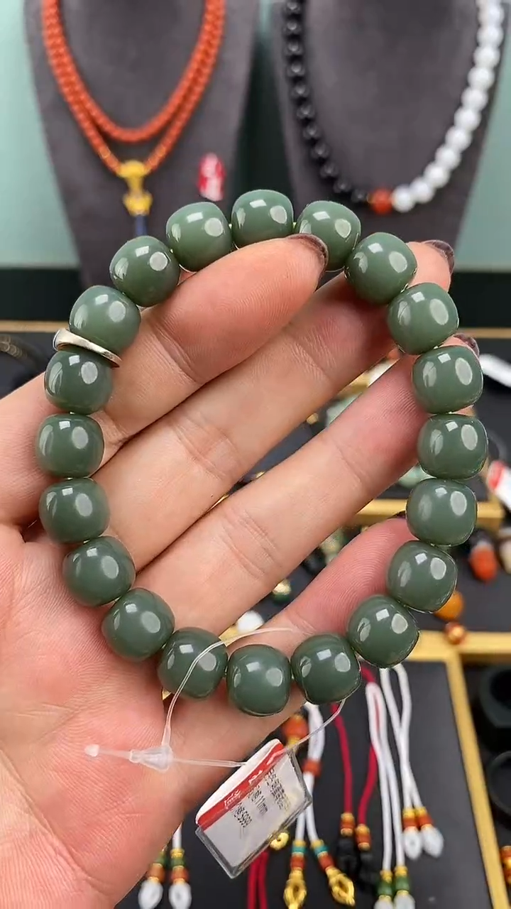 【闪购商品】和田玉-未镶嵌11mm鸭蛋青老型手串