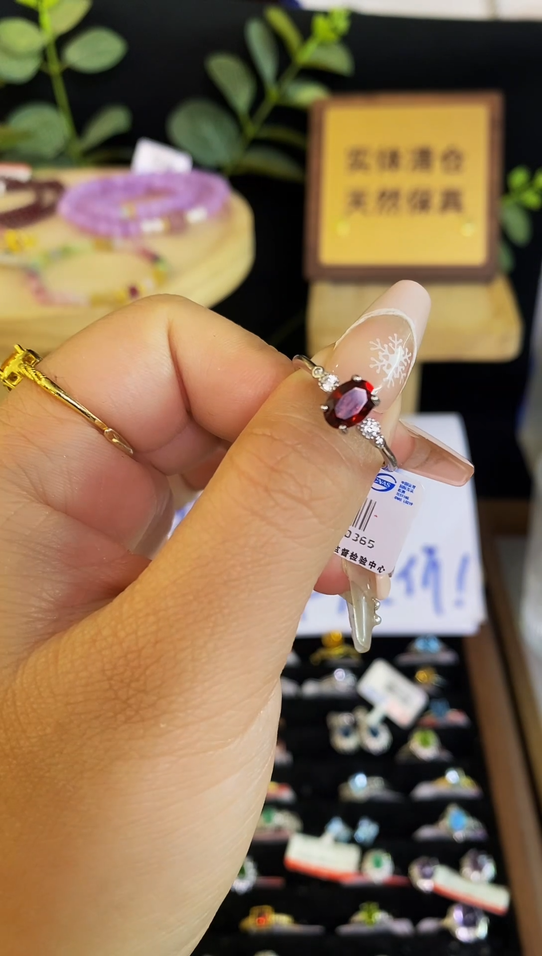 【闪购商品】石榴石戒指银S925镶嵌戒指