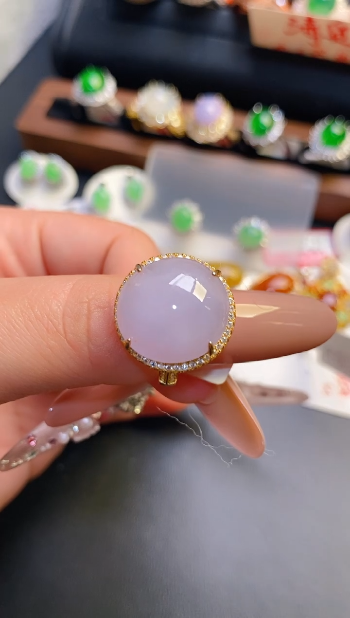 银S925镶嵌戒指翡翠天然