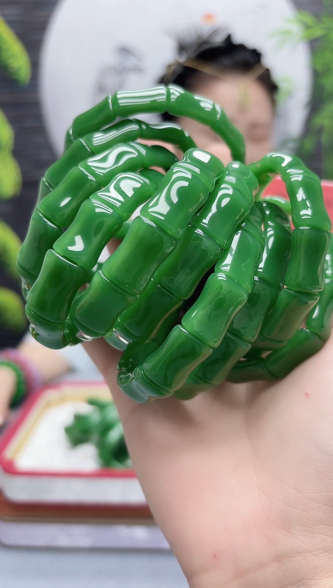 手串未镶嵌和田玉（碧玉）节节高升手牌