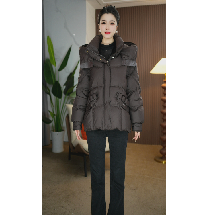 【奈娅定制】D8155羽绒服女2025新款加厚保暖时尚连帽羽绒短款女