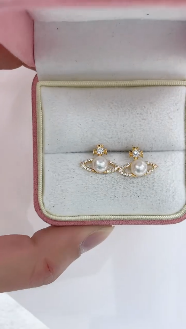 【闪购商品】海水珍珠耳饰银S925镶嵌海水珍珠耳饰