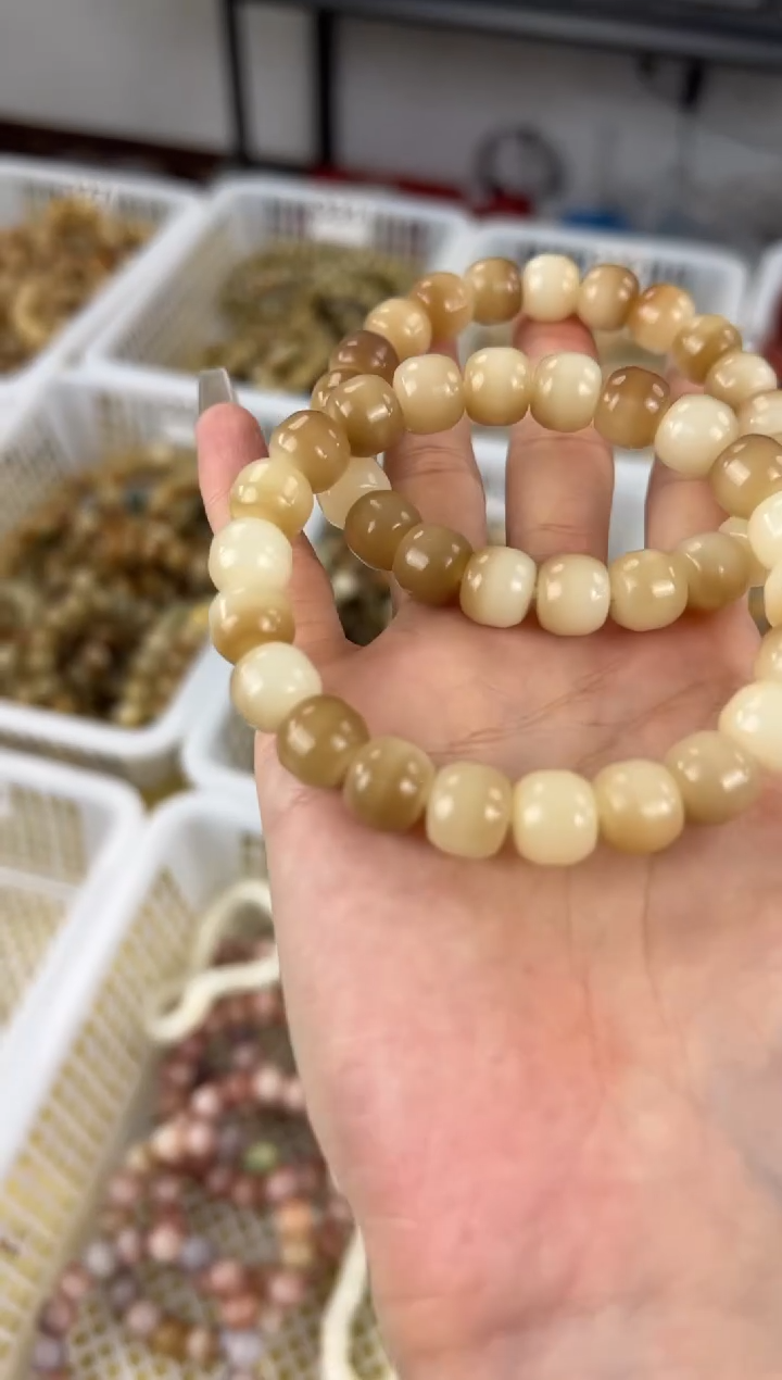 手串菩提根/象牙果卡10粉皮飘花文玩手串335
