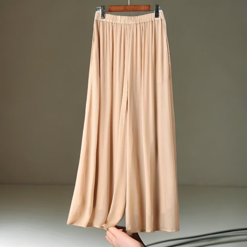 M正品真丝阔腿裤女2025春夏季新款高腰宽松大码加长裤裙