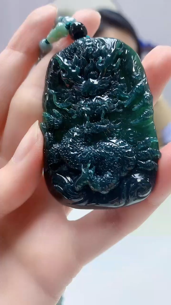 【闪购商品】定制翡翠未镶嵌3123zm-毛货挂件龙牌189