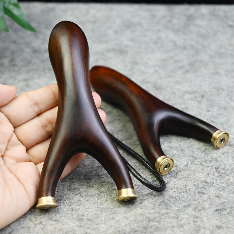 高密紫檀快压70火蓝刀锋带实木绳 实木扁皮弹弓一把（70.15左右）