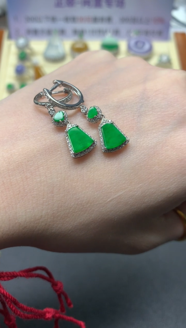 【闪购商品】翡翠耳饰18K金镶嵌耳饰|5800+5480