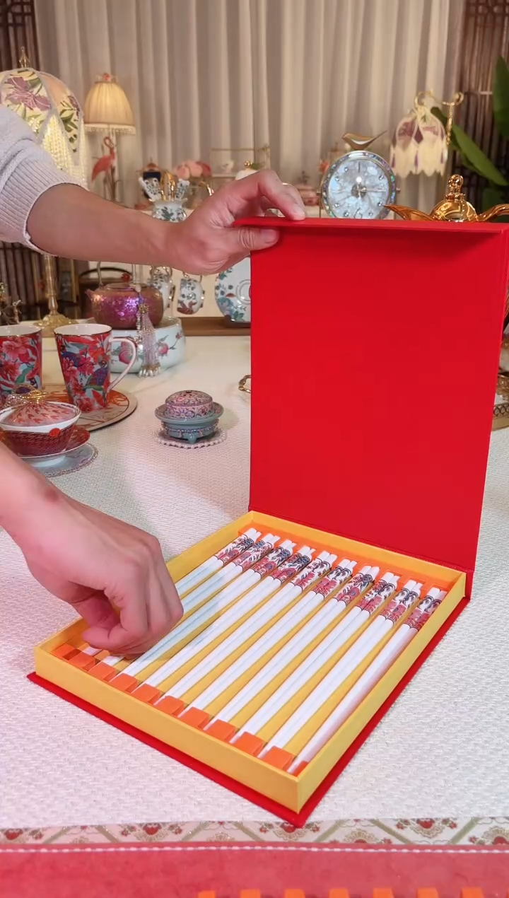 【闪购商品】瓷龙凤刺绣 筷子 10双 礼盒