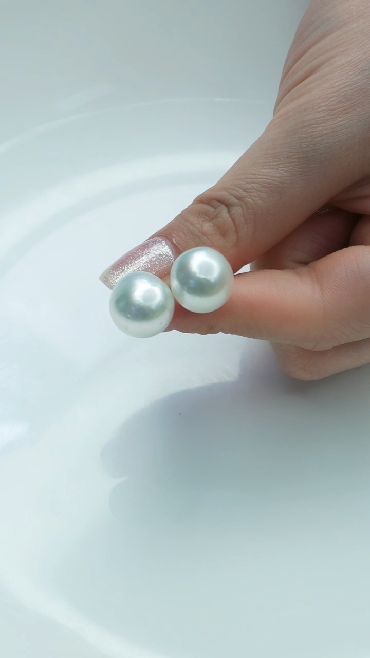 【闪购商品】海水珍珠耳饰银S925镶嵌澳白耳钉