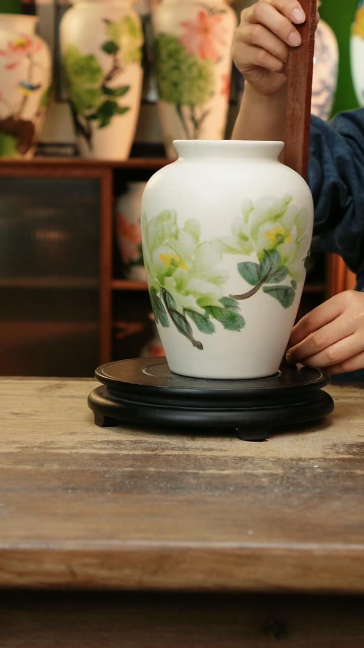 瓷片 景德镇纯手工釉下彩精品花瓶