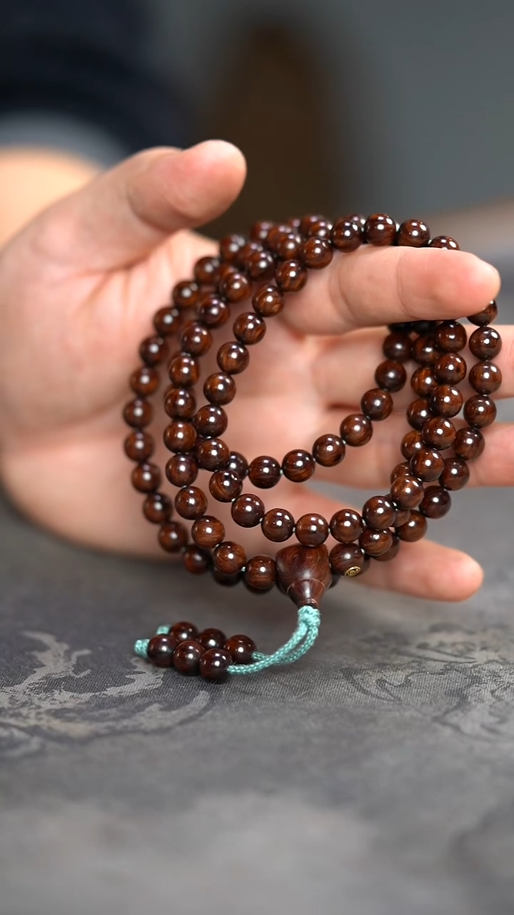 【闪购商品】黄花梨/降香黄檀手串/手链紫油梨蓉标8mm108圆珠多圈