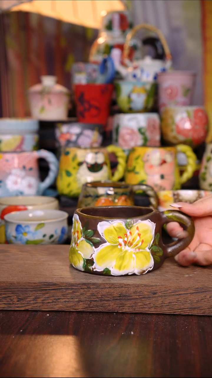 杯子陶泥垚手作 景德镇手工手绘陶瓷器物  微瑕