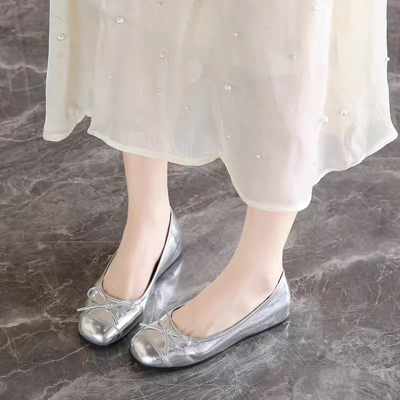 （柚子同款）秋款休闲内增高方头蝴蝶结豆豆鞋208-5