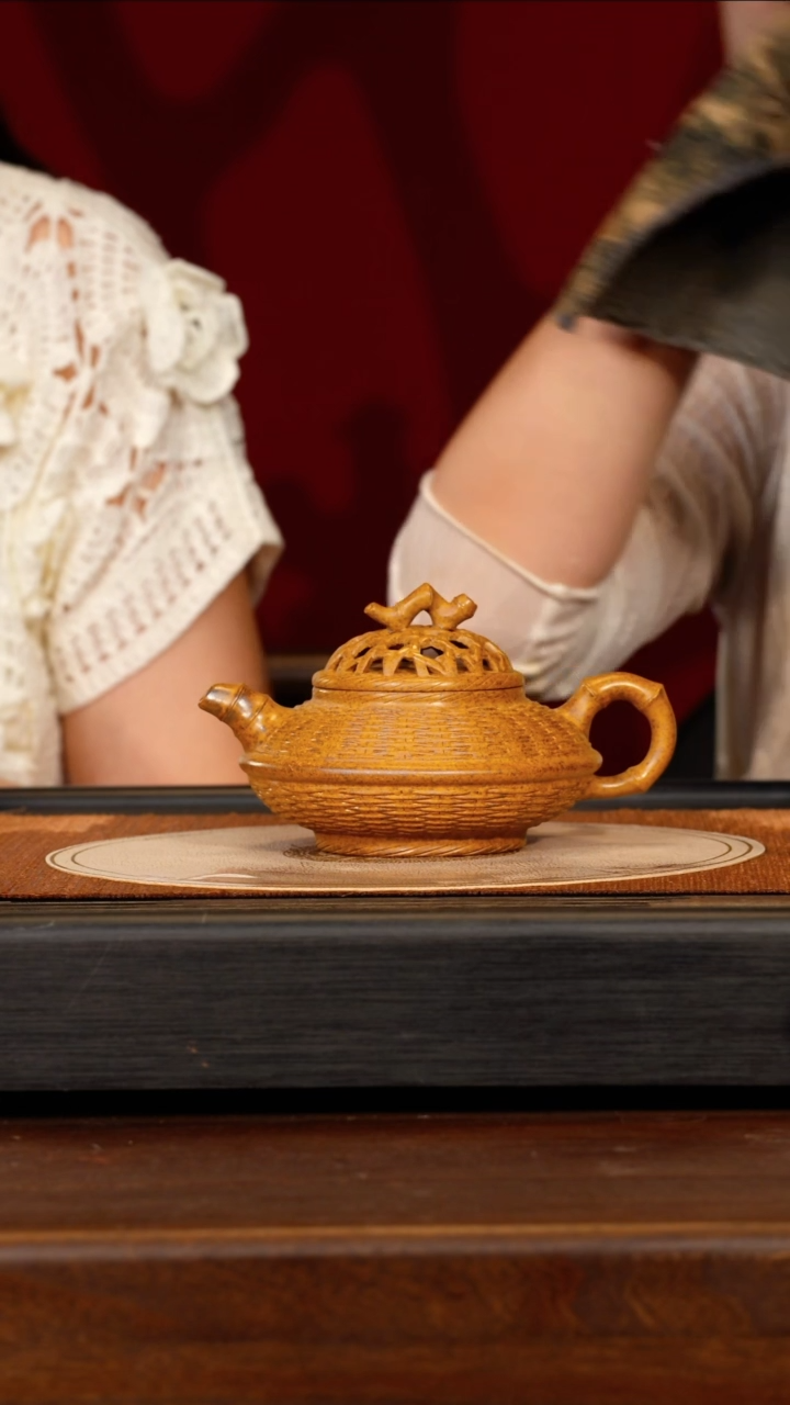 茶壶紫砂宜兴紫砂XL 柴烧 竹编合欢 280cc