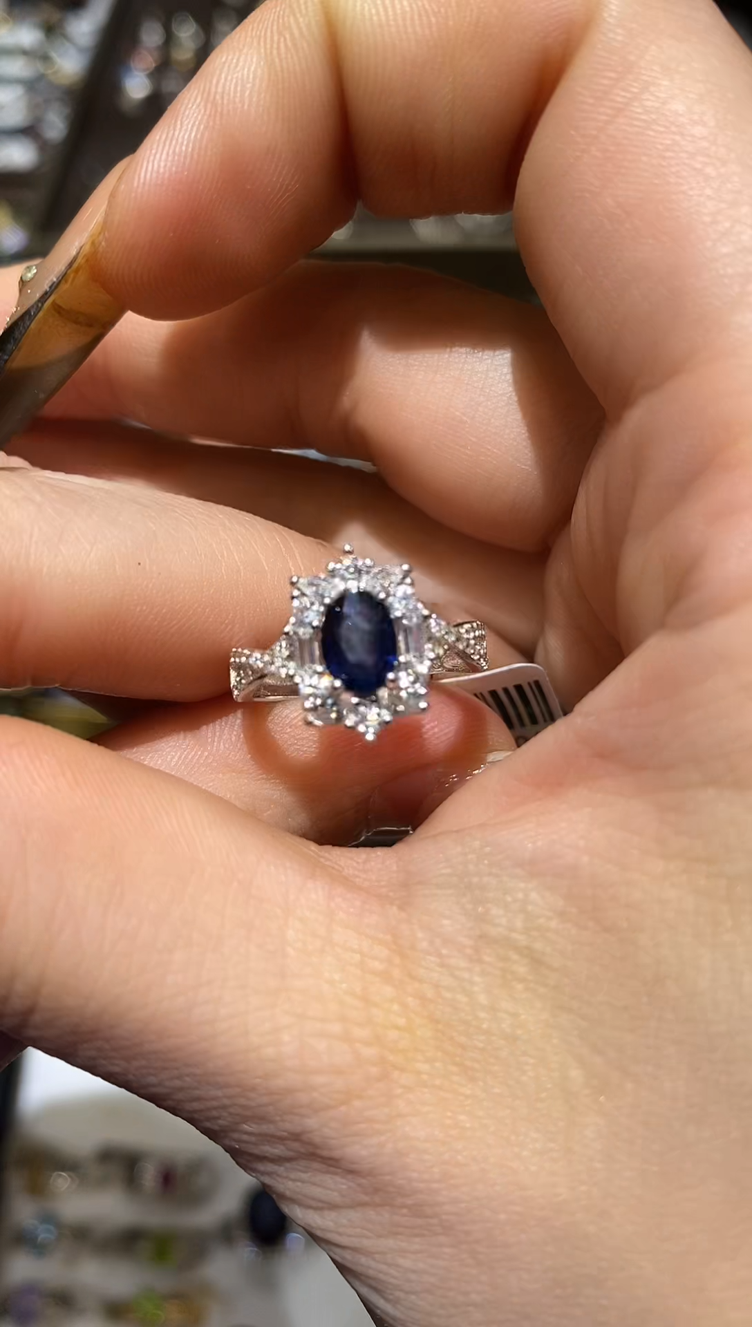 戒指蓝宝石银S925镶嵌楚楚珠宝中古甄选不退换