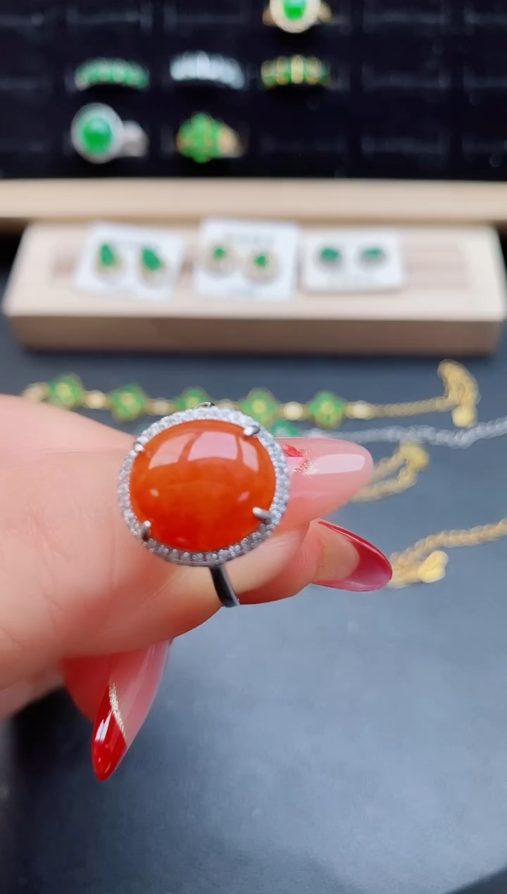 【闪购商品】翡翠戒指银S925镶嵌8050