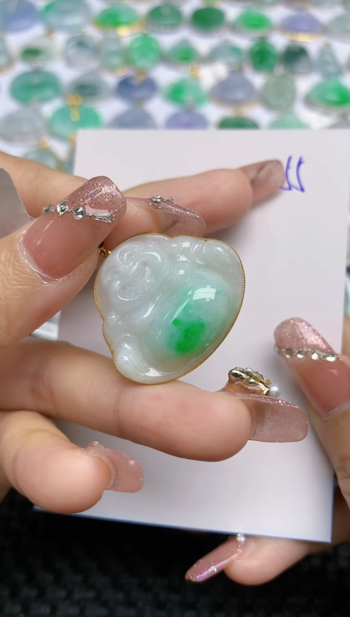 【闪购商品】翡翠颈饰18K金镶嵌天然A货翡翠 55