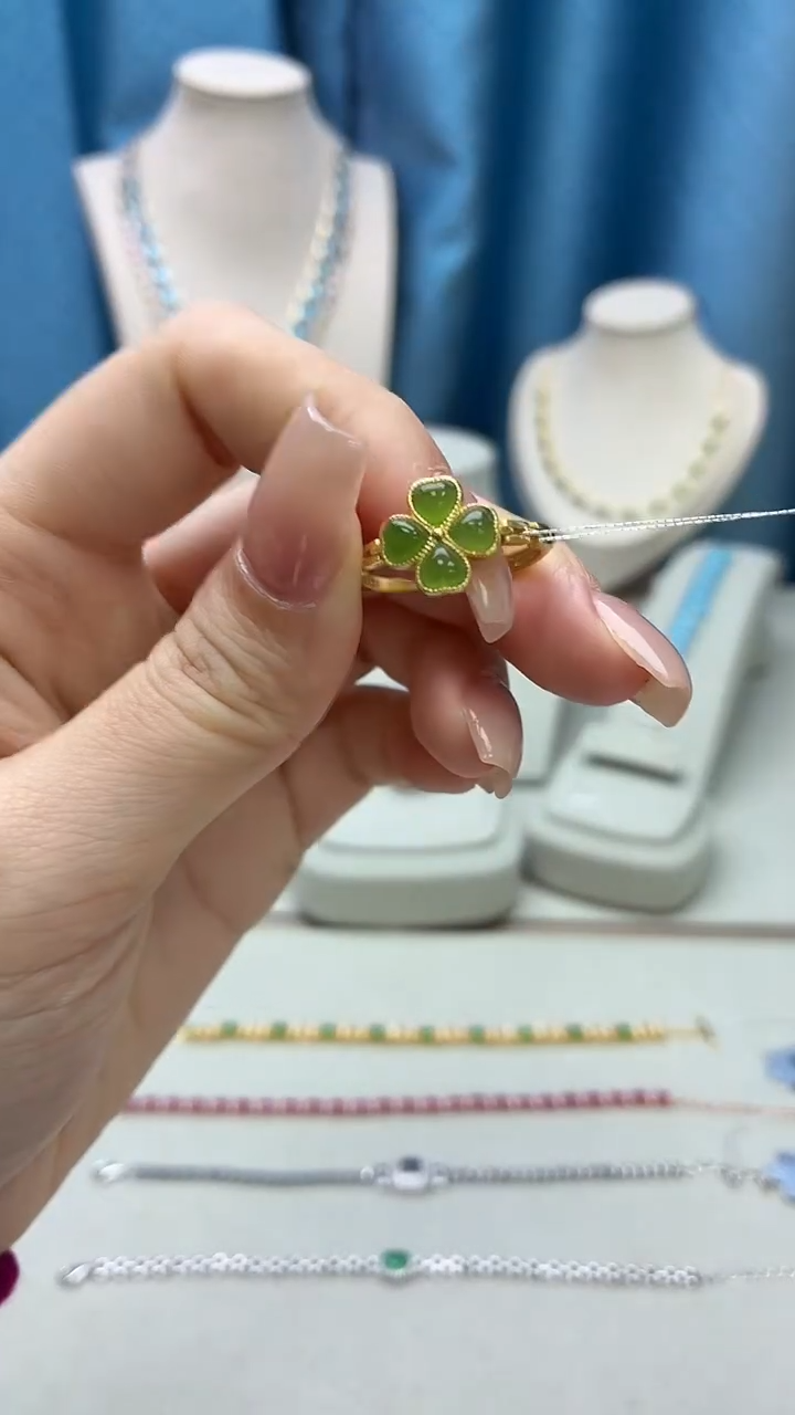 银S925镶嵌戒指和田玉174JH0102产品一个（多样性）