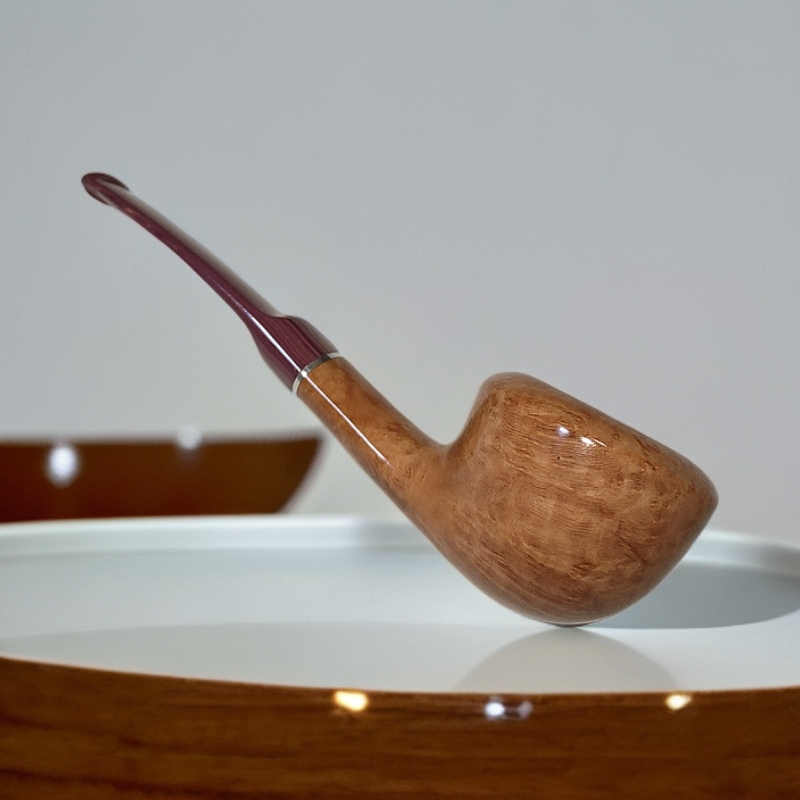 老李头乡村款第三代原木色扁杆86石楠木烟斗