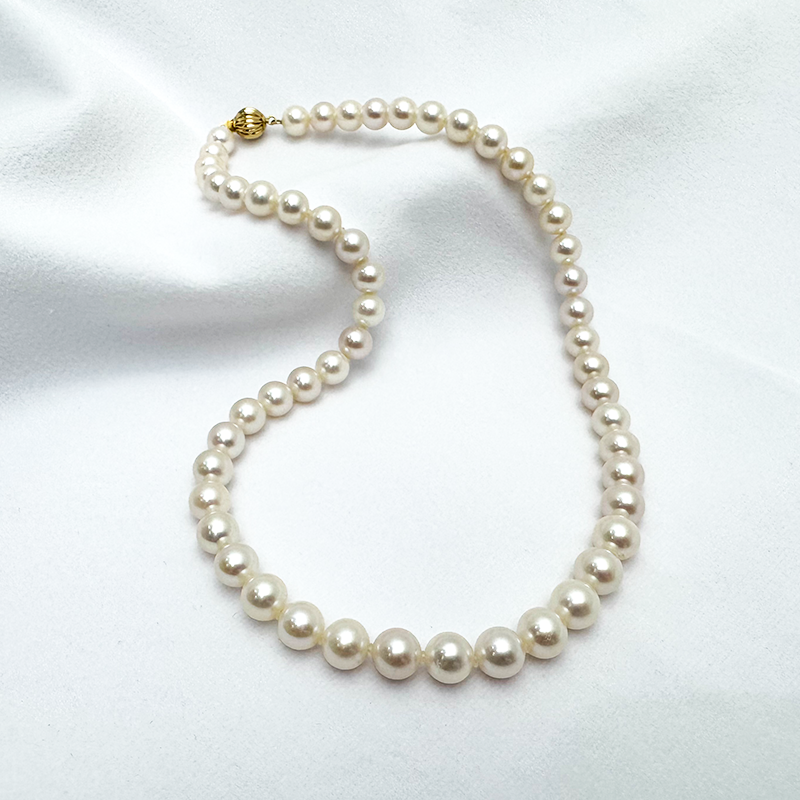 【孤品】淡水无核珍珠项链≈7-8mm 圆 极强光极微瑕 时尚经典款