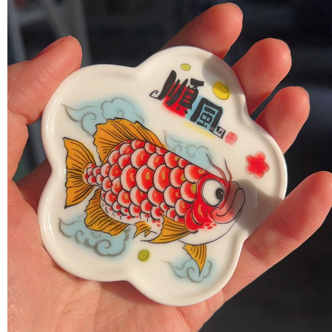 昨明预售链接国潮国风龙鱼花瓣杯垫