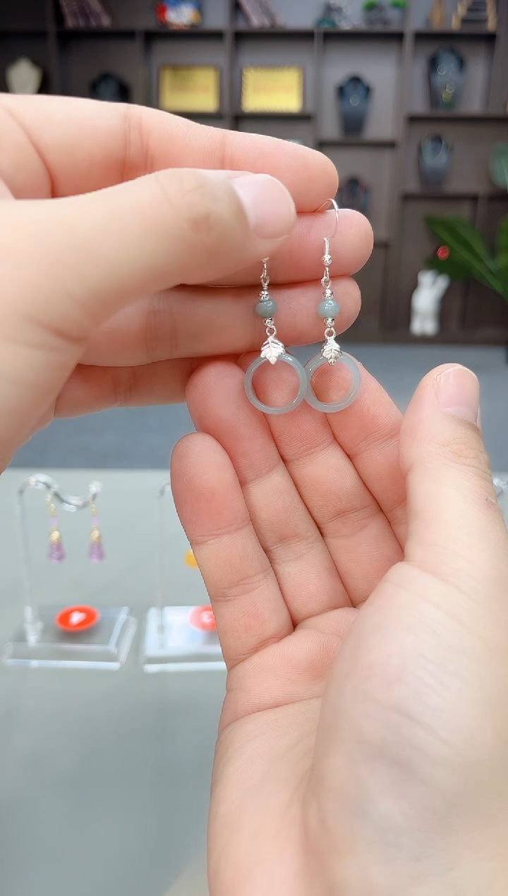 未镶嵌翡翠耳饰x34跑环