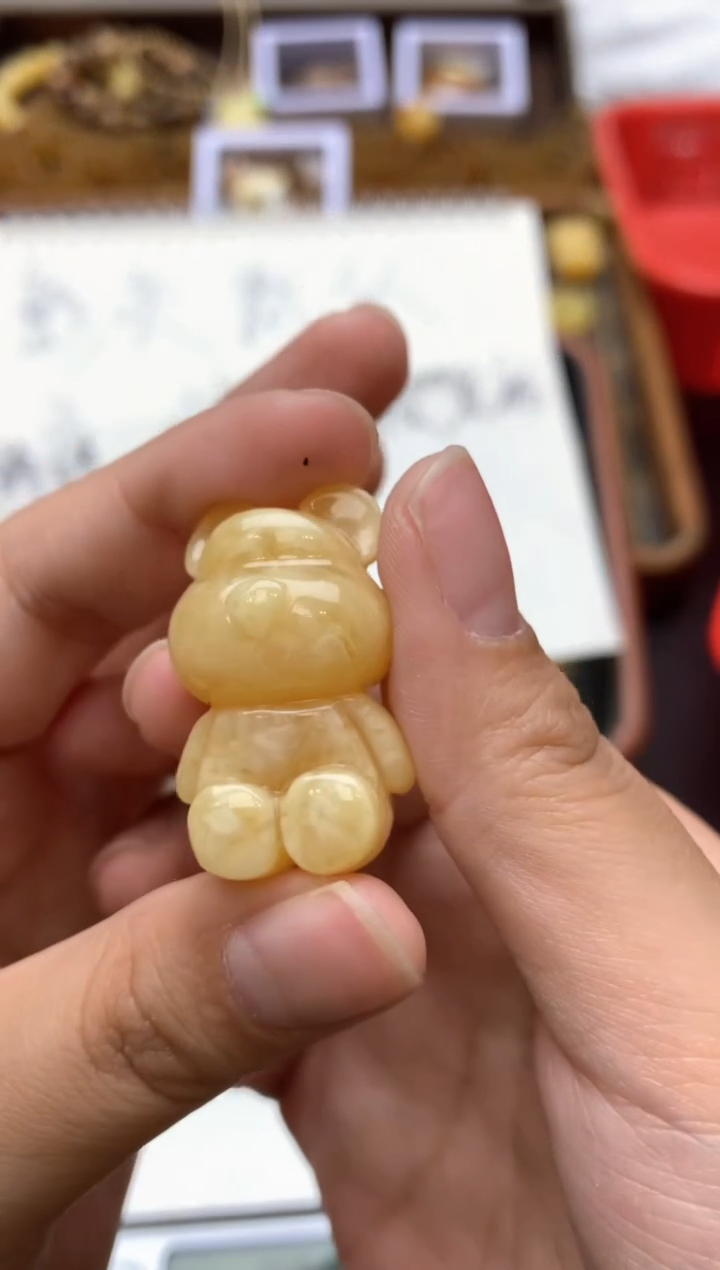【闪购商品】琥珀珠宝奇石未镶嵌060琥珀蜜蜡花粉有纹小坑介意勿拍