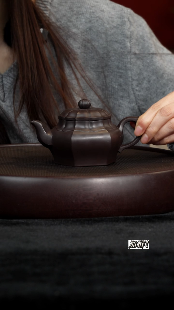 茶壶紫砂黑墩头筋纹180cc