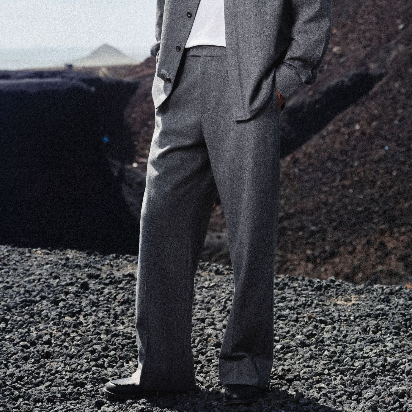 RETRO ADDICT 100%羊毛520G垂感半松紧腰秋冬厚款直筒版型西裤