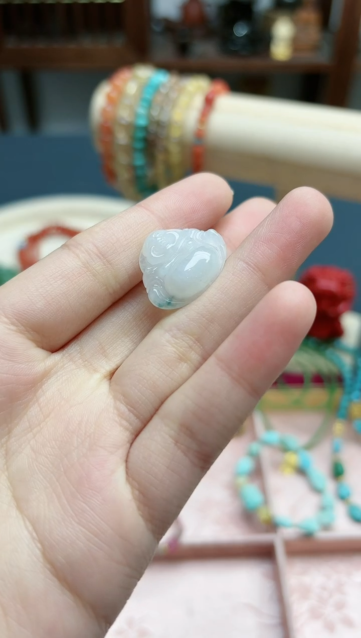 【闪购商品】翡翠颈饰未镶嵌翡翠佛公吊坠*1 YN编绳