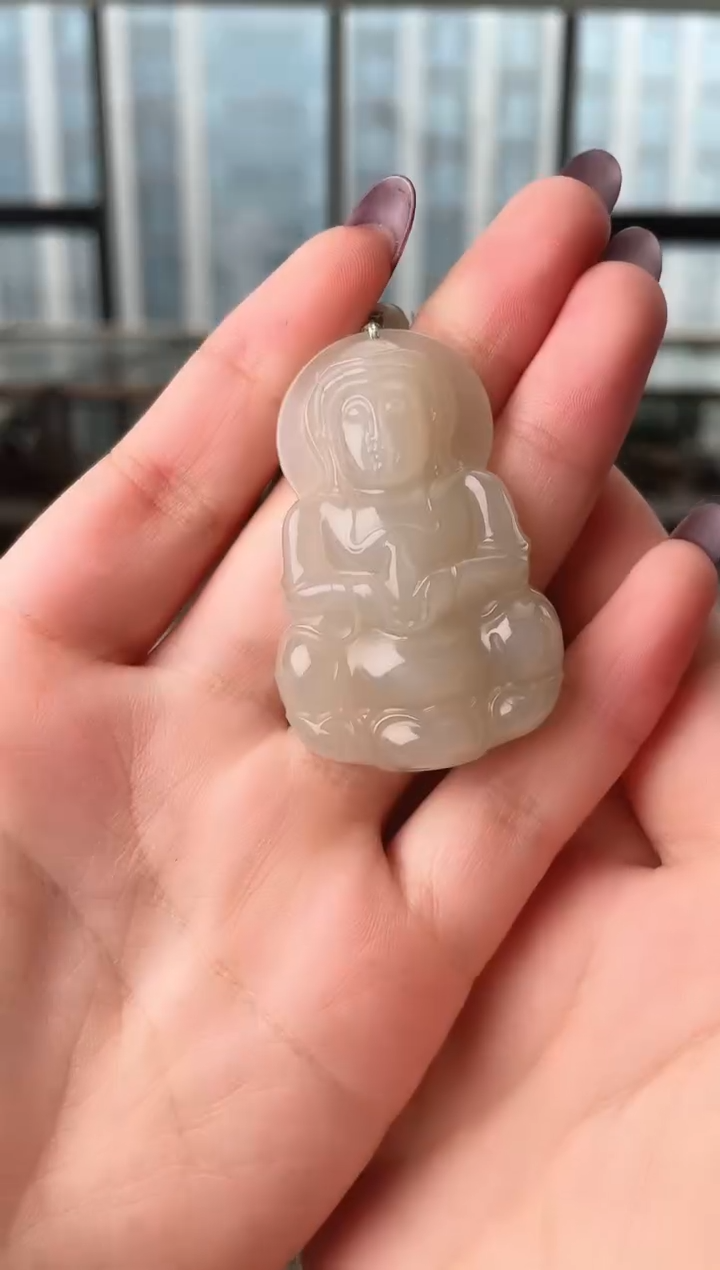 颈饰未镶嵌和田玉观音 多样性发其一