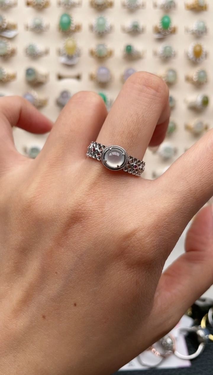 【闪购商品】翡翠银S925镶嵌戒指1111