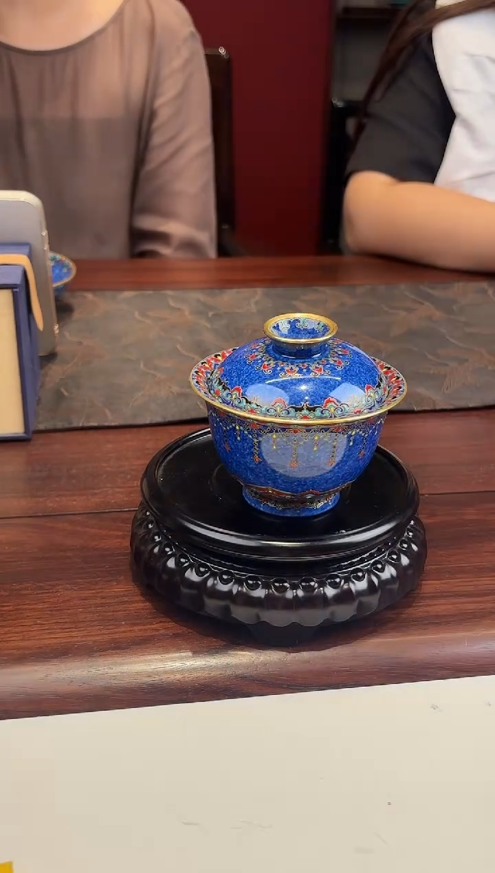 摆件瓷立方—【古县衙】撒蓝金银错盖碗63