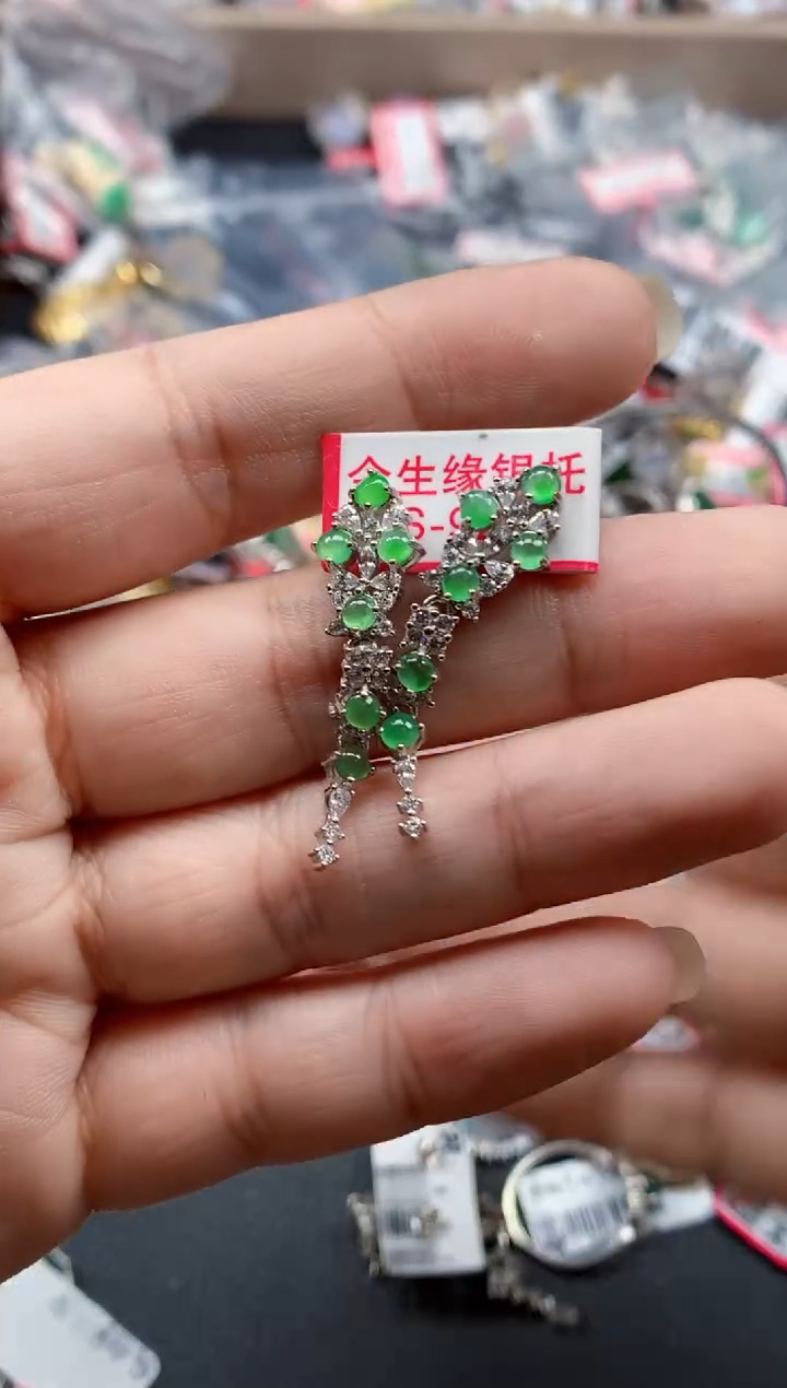 银S925镶嵌戒指翡翠天然A货缅甸翡翠
