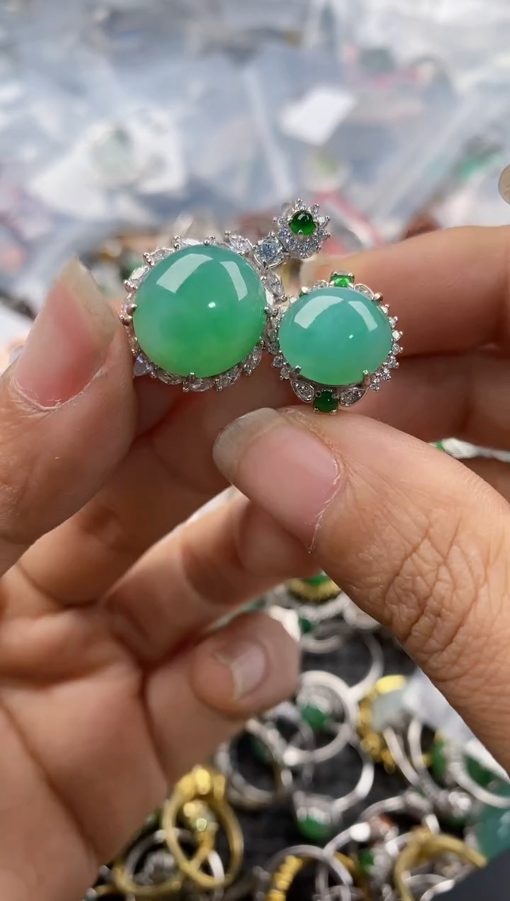 银S925镶嵌戒指翡翠1010----6