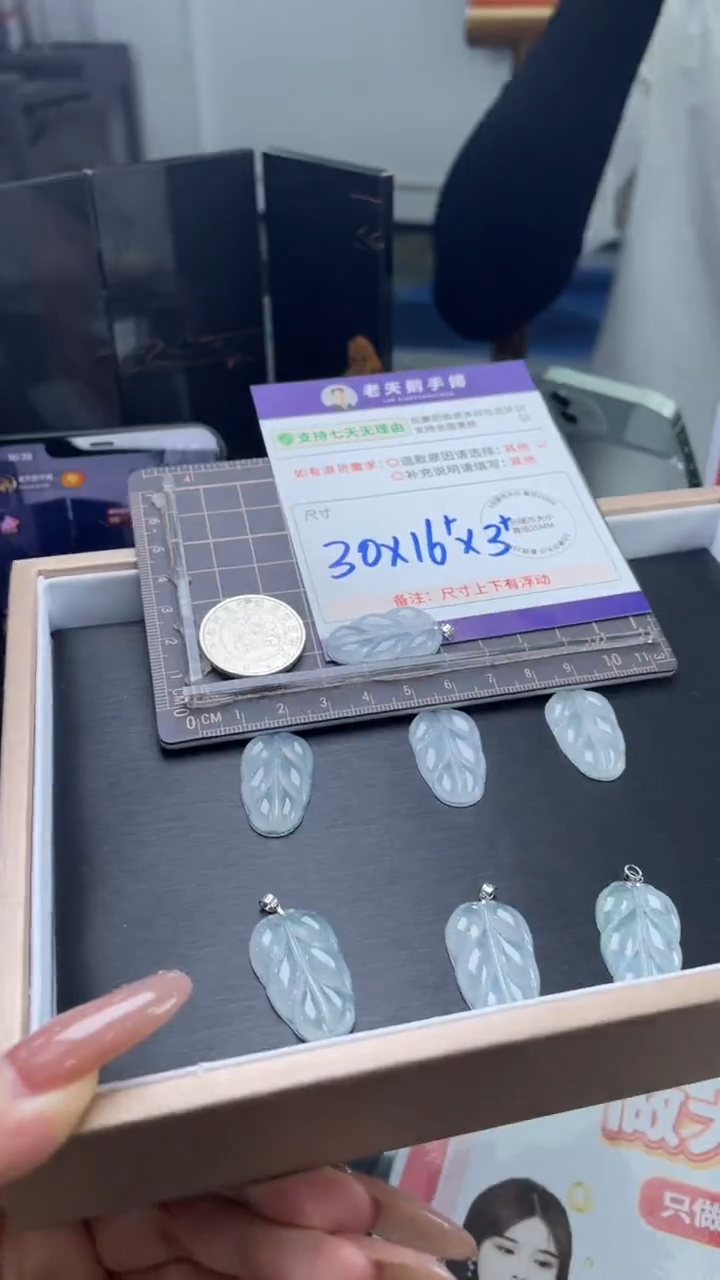 翡翠18K金镶嵌颈饰翡翠叶子配绳12/多样性发其一CP