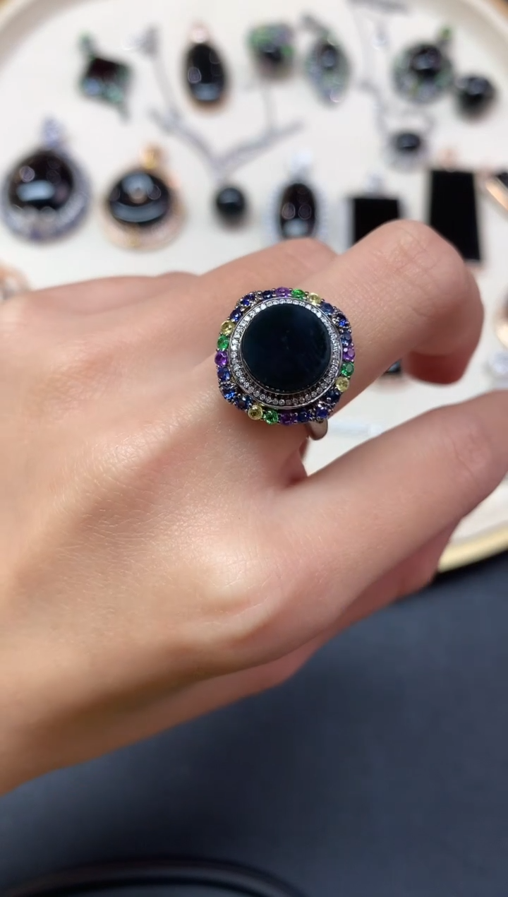 【闪购商品】翡翠戒指18K金镶嵌戒指A15|5980