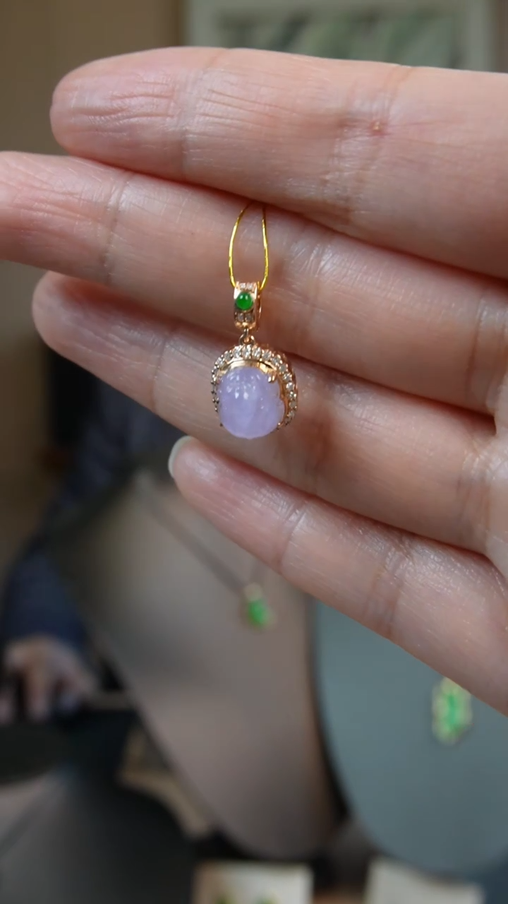 【闪购商品】翡翠颈饰18K金镶嵌天然缅甸翡翠吊坠