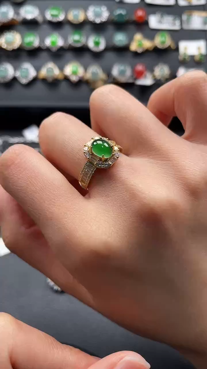 【闪购商品】翡翠戒指银S925镶嵌74744