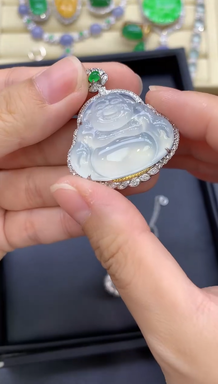 颈饰18K金镶嵌翡翠497-中国好珍宝