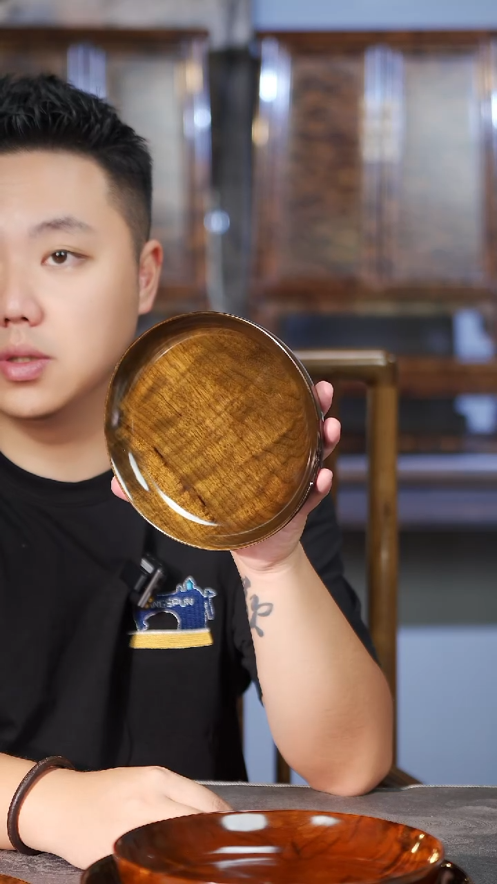 金丝楠803号阴沉满花手工大漆坚果盘17.5cm