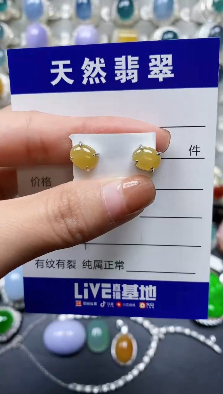 【闪购商品】翡翠耳饰银S925镶嵌0641