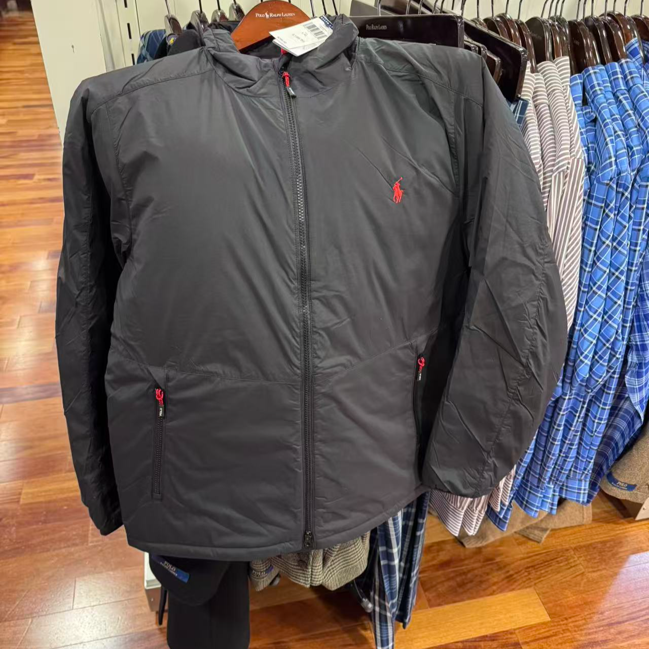 Ralph Lauren/拉夫劳伦男士黑色防泼水棉服