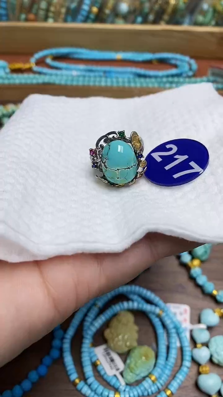 【闪购商品】绿松石戒指银S925镶嵌217
