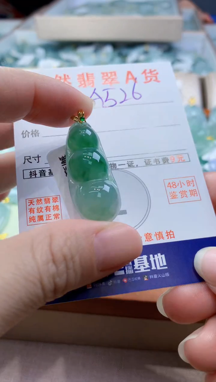 颈饰18K金镶嵌翡翠天然翡翠挂件