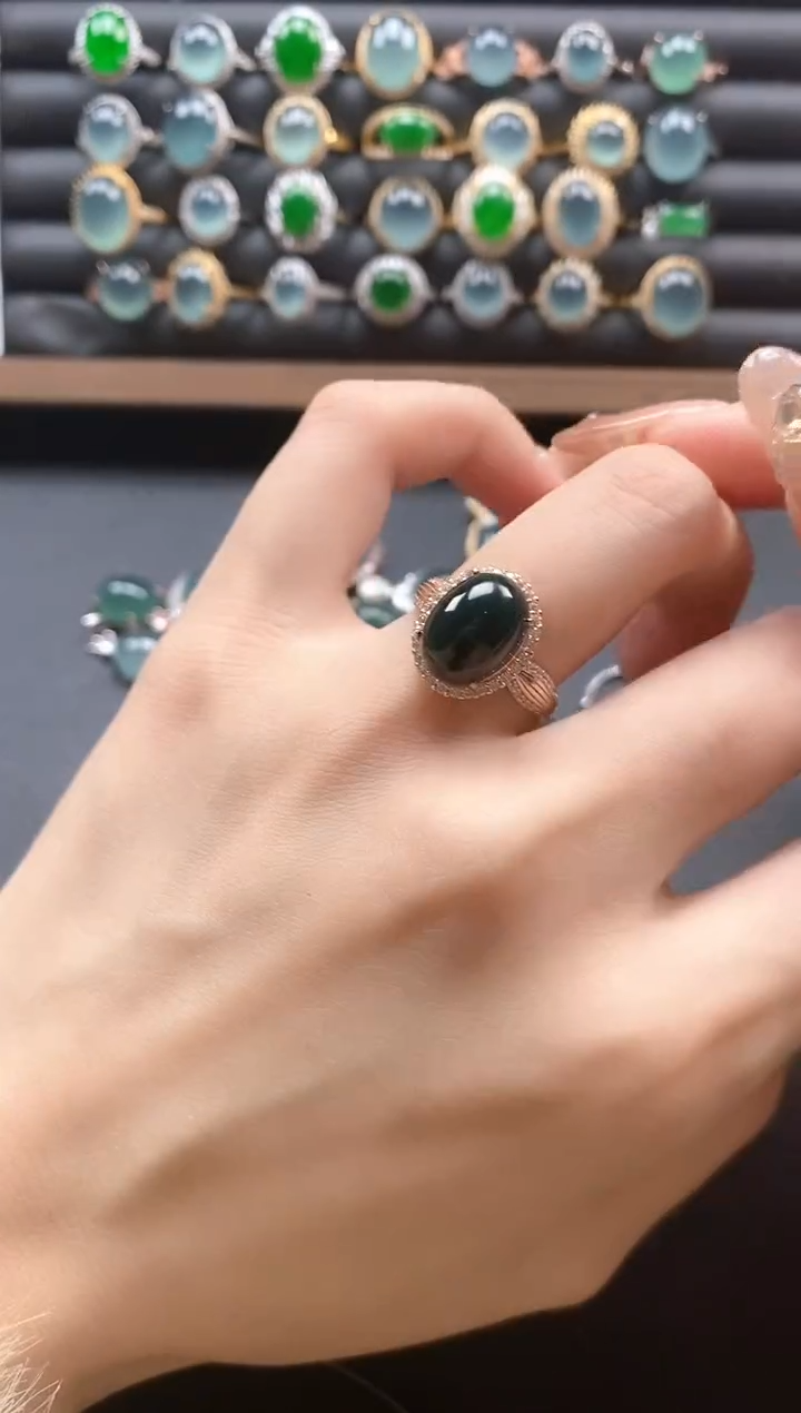 银S925镶嵌戒指翡翠51151