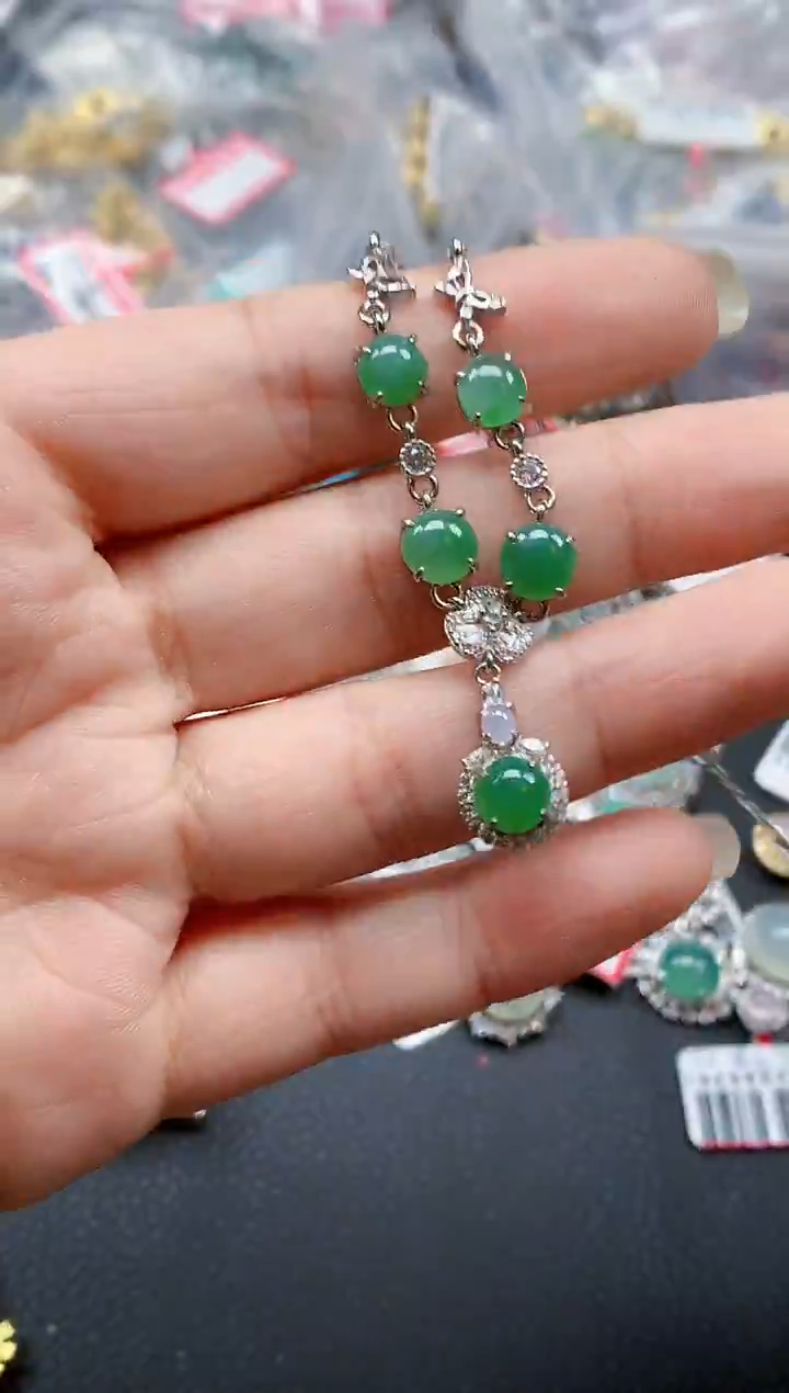 银S925镶嵌戒指翡翠天然A货缅甸翡翠